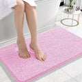 OLANLY Small Bathroom Rugs 24x16, Extra Soft Absorbent Chenille Bath Rugs, Rubber Backing Quick Dry, Machine Washable Bath Mats for Bathroom Floor, Tub and Shower, Home Decor Accessories, Pink