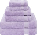 Cotton Paradise 100% Cotton Turkish Towel Set, Soft Absorbent Quick Dry, 6 Piece Towel Set, Lilac