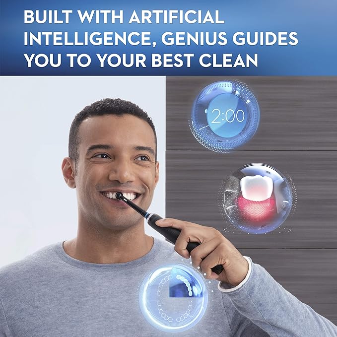 Oral-B GENIUS X Electric Toothbrush with 3 Oral-B Replacement Brush Heads and Toothbrush Case, Black