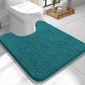 OLANLY Toilet Rugs U-Shaped 24x24, Extra Soft Absorbent Chenille Contour Bathroom Rugs for Toilet, Dry Quickly, Machine Washable, Non-Slip Bath Mat, Deep Lake