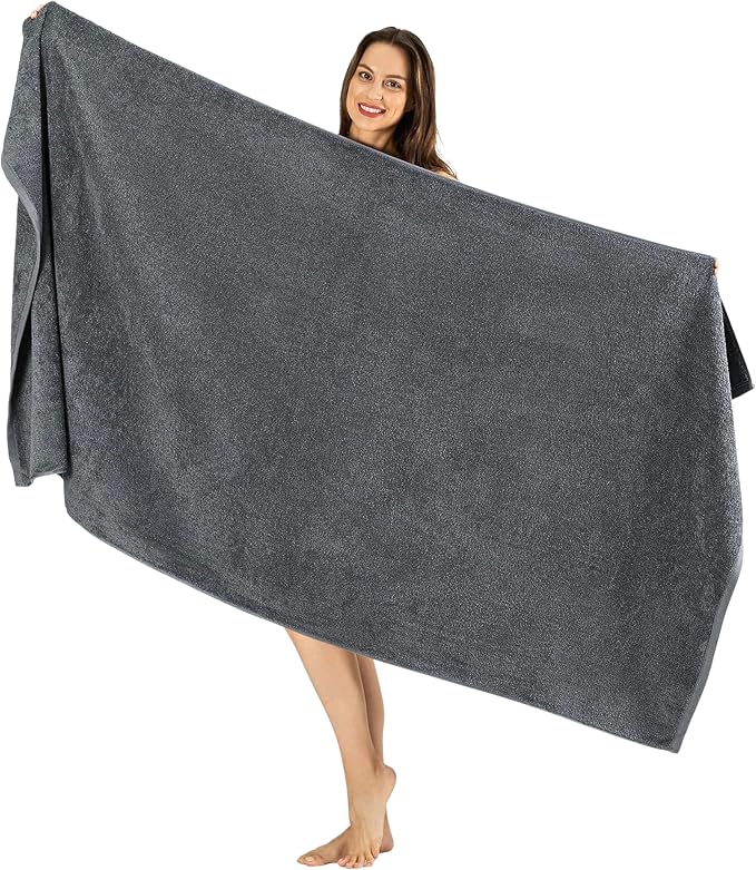 SALBAKOS Luxury 100% Turkish Cotton Bath Sheet 40x80 in (1-Piece, Gray) | Extra Large Jumbo Oversized Bathroom and Beach Towel, Super Soft Highly Absorbent Thick Premium Hotel Quality, Made in Turkey
