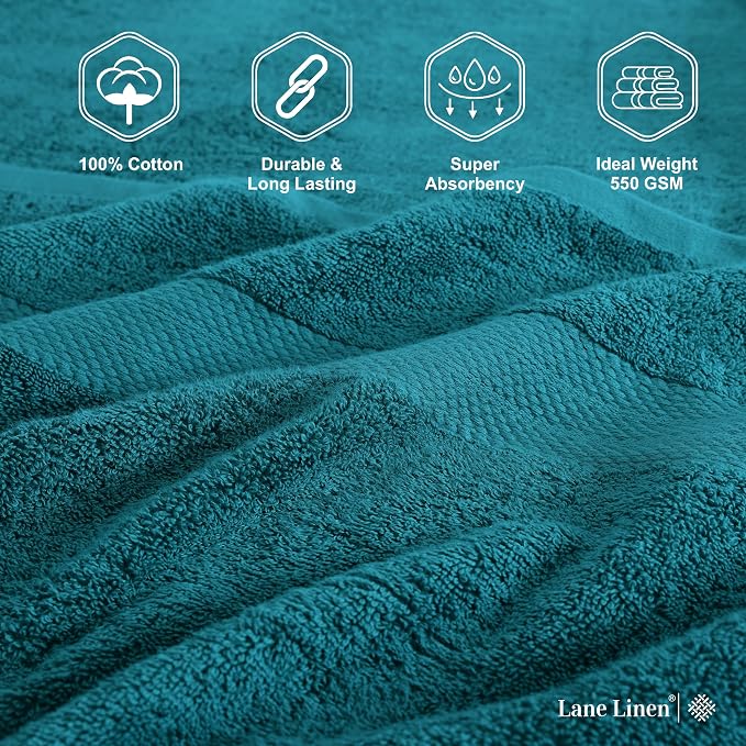 LANE LINEN Bath Sheets 2 Pack Oversized Soft Absorbent - Sea Port | Shower Sheets - Everyday Durability, OEKO-TEX Certified, Ring-Spun Durability, Generously Sized, Oversized & Roomy