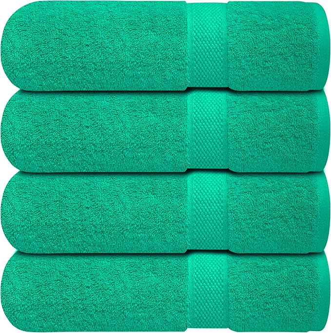 Infinitee Xclusives 100% Ring-Spun Cotton Bath Towels for Bathroom - Pack 4 | Luxury Super Soft, Absorbent & Quick-Drying |27x54 inches| Large Bathroom Towels Set |600 GSM| Gym, Shower, Spa & Hotel Use