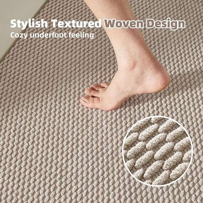 TYUU Large Bathroom Rugs Non Slip Washable Bath Rugs Super Absorbent Bathroom Rug Thin Quick Dry Low Pile Bath Mats, Beige 36"x48"