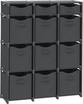Cube Storage Organizer with 12 Storage Bins Included – Storage Cubes for Home Organization, Toy Storage, Office Storage, Living Room Storage, and General Storage Solution (Dark Grey)