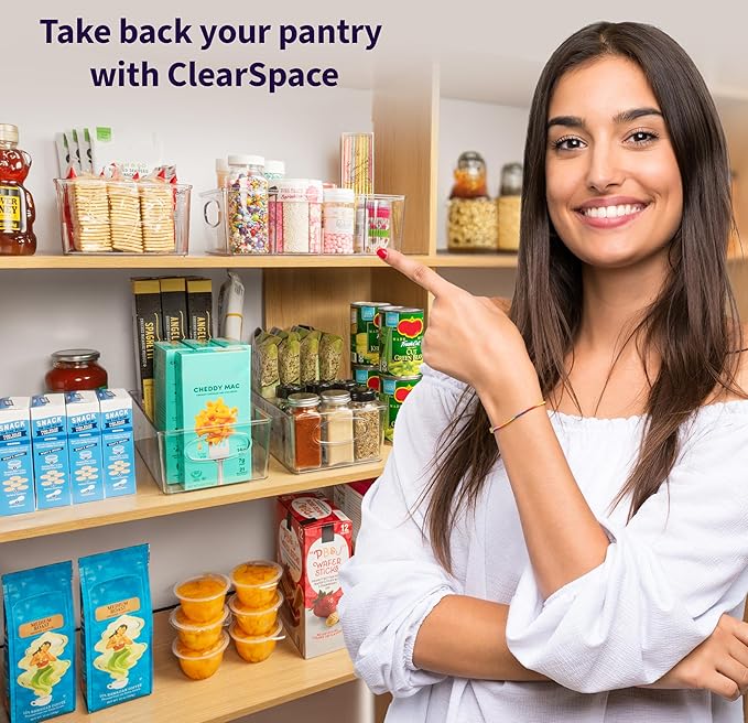 ClearSpace Pantry Organizers and Storage, Cabinet & Kitchen Organizer and Storage - Fridge Organizer, Drawer Organizer and Snack Organizer - Refrigerator and Cupboard Shelf Organizer
