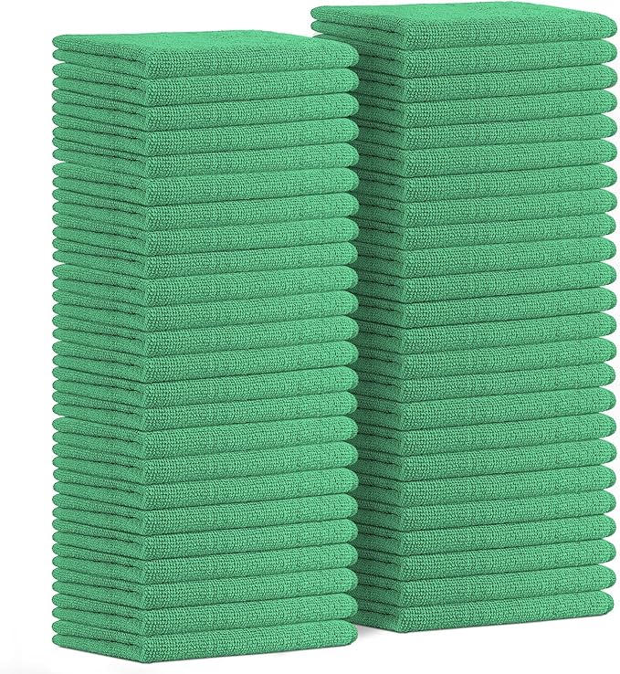 Avalon Towels Microfiber Cleaning Cloths (Value Pack of 48) - Size 16 x 16 Inches, Highly Absorbent Cleaning Rags, Lint Free, Reusable and Washable, Microfiber Towels for Cars