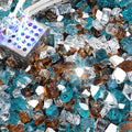 NUPICK 10 Pound Fire Glass, 1/2 Inch Reflective Fire Pit Glass | Fire Pit Rocks for Propane or Natural Gas, Glass Rocks for Fire Pit Table, Fireplace, Aqua Blue & Copper & Platinum Mix