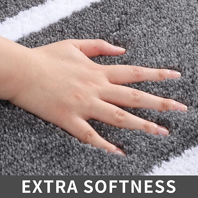 COSY HOMEER Extra Thick Bath Linen Sets Rugs - Anti-Slip Bath Mats Soft Plush 100% Strong Polyester Living Room Bathroom Water Absorbent(Grey,24x48 - Inches)