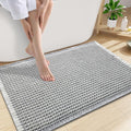 Smiry Waffle Bath Mat 30x20, Extra Soft Absorbent Bathroom Rugs, Non Slip Machine Washable Quick Dry Bath Rugs for Bathroom Floor, Tub, Shower, Home Decor Accessories, Lightgrey & Cream