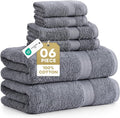 LANE LINEN Towel Set for Bathroom Soft Absorbent Quick Dry - Cool Grey | Set Of Towels - Dobby Border Accent, OEKO-TEX Certified, Ring-Spun Durability, Ring-Spun Cotton, Terry Weave Comfort