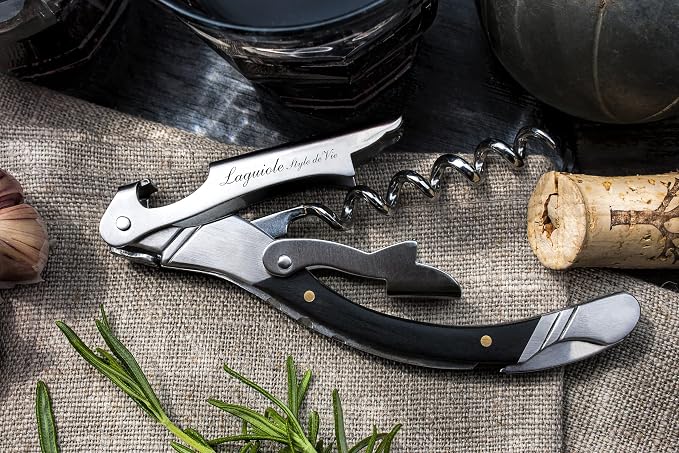 Laguiole Style de Vie corkscrew, bottle opener with foil cutter, ebony