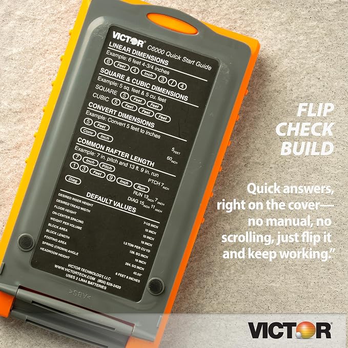 Victor C6000 Advanced Construction Calculator with Protective Case Displays in Fractional or Dimensional Forms Perfect for Carpenters, Renovators,Builders, Contractors, Estimators