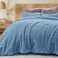 Sasttie Queen Comforter Set 3 Pieces - Super Soft Fleece Comforters Queen Size, 1 Luxury Warm Fuzzy Marshmallow Comforter with 2 Pillow Cases, Faux Fur Down Alternative Bedding Set, Greyish Blue