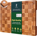 Extra Large Bamboo Cutting Board with Juice Grooves & Non-Slip Feet – Wood Chopping Board for Meat, Vegetables, Fruits & More, Non-Toxic & Durable, Ideal Housewarming Gift