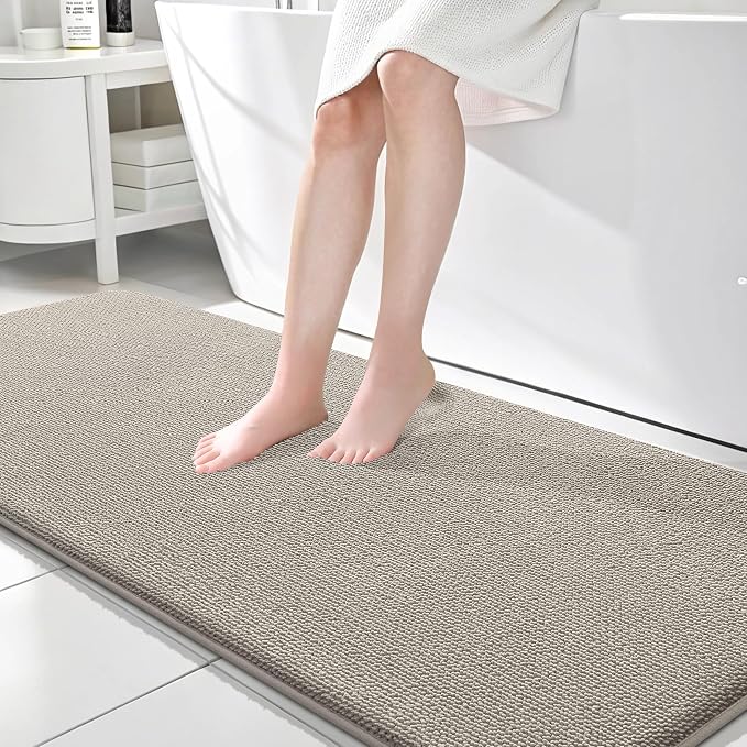 OLANLY Memory Foam Bathroom Runner Rugs 70x24, Long Bath Mats, Warm Taupe | Soft Quick Dry Bath Mats, Non-Slip, Absorbent Machine Washable Mat for Bathroom Floor, Tub and Shower, Home Decor Accessories