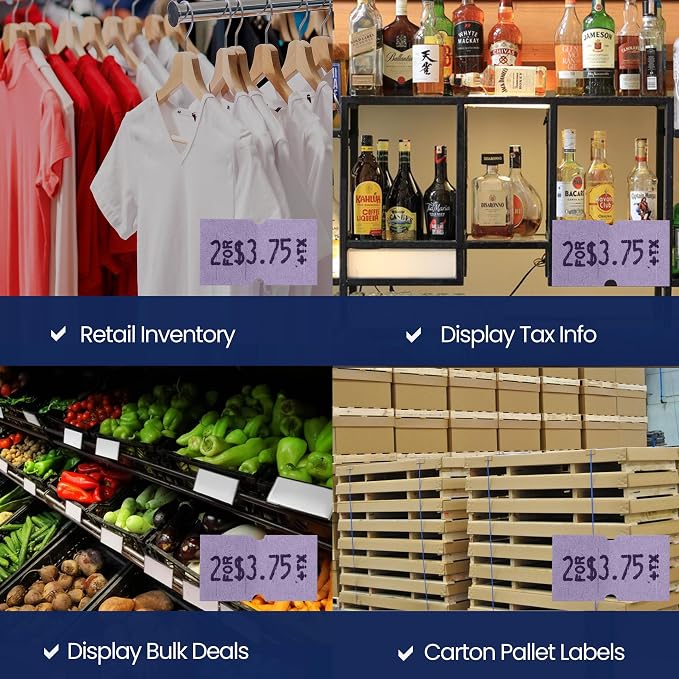 Perco 1 Line Lavender Labels - 240,000 Blank Pricing Labels for Perco Lite, X, Plus and Pro 1 Line Price and Date Guns - 240 Rolls, Case of 30 Sleeves - Made in USA