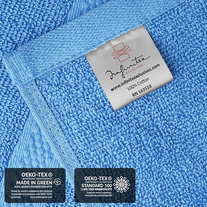 Infinitee Xclusives 100% Cotton Hand Towels for Bathroom - Set of 6 | Ultra Soft, Absorbent & Quick-Drying |16x28 inches| Luxury Hand Towel Set |600 GSM| Gym, Shower, Spa & Hotel Use