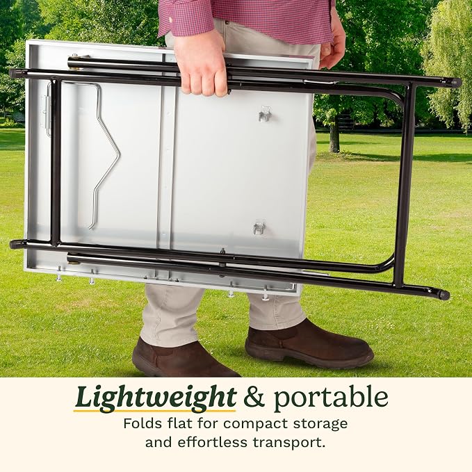 Cuisinart Fold ‘n Go Prep Table, Portable Folding Table and Grill Stand with Tool Hooks, Trash Bag Holder, Paper Towel Rack, 24” x 20” Steel Food Prep Station Perfect for BBQs, Tailgates and Camping
