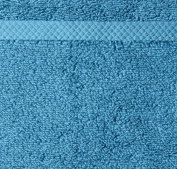 Amazon Basics 8-Pack Lightweight Quick-Dry Hand Towels, 100% Cotton, 28" x 16", Lake Blue
