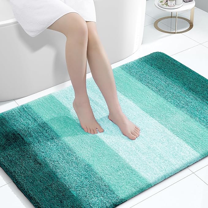OLANLY Large Bathroom Rugs Mat 44x32, Extra Soft Absorbent Microfiber Bath Rugs, Rubber Backing, Quick Dry, Washable Bath Mat for Bathroom Floor, Tub and Shower, Home Decor Accessories, Blackish Green