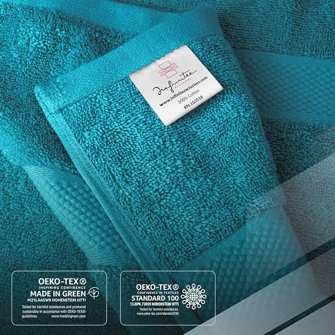 Infinitee Xclusives 100% Ring-Spun Cotton Bath Towels for Bathroom - Pack 4 | Luxury Super Soft, Absorbent & Quick-Drying |27x54 inches| Large Bathroom Towels Set |600 GSM| Gym, Shower, Spa & Hotel Use