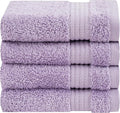 Cotton Paradise 100% Cotton Turkish Towel Set, Soft Absorbent Quick Dry, 4 Piece Washcloth Set, Lilac
