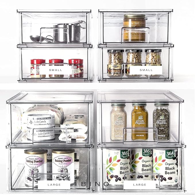 BINO | Stackable Storage Drawers, Small - Clear | THE CRATE COLLECTION | Storage Bins With Drawers | Bathroom Organizers | Under Sink Organizer | Vanity Cabinet Home Organization