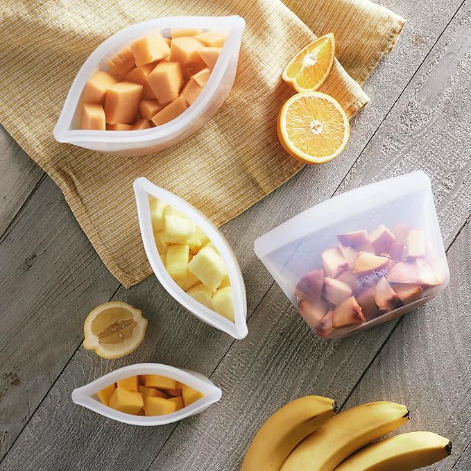 Stasher Premium Reusable Silicone Food Storage Bowl, Clear, 6-Cup | Food-Safe Silicone, Freezer, Sous Vide, Microwave, Dishwasher, Oven Safe, Meal Prep, Lunch Container, BPA-Free, Eco-Friendly