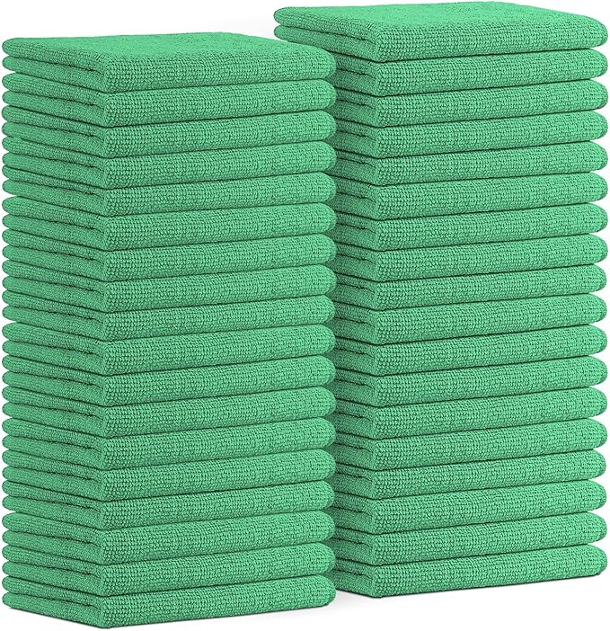 Avalon Towels Microfiber Cleaning Cloths (Value Pack of 36) - Size 16 x 16 Inches, Highly Absorbent Cleaning Rags, Lint Free, Reusable and Washable, Microfiber Towels for Cars