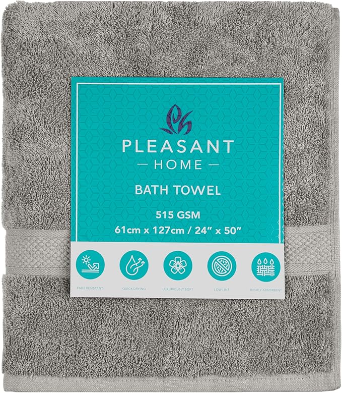 Pleasant Home Bath Towels Set of 6 (24” x 50”) 100% Cotton, 515 GSM | Lightweight, Soft & Highly Absorbent Luxury Towels for Bathroom | for Gym, Pool & Spa | 6 Pack - Multicoloured