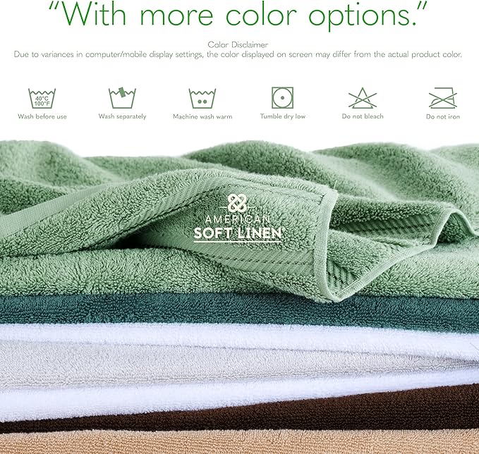American Soft Linen 100% Cotton Luxury Turkish Towels, 2PC 35x70 Bath Sheet | Soft Absorbent Quick Dry OEKO Tex Standard 100 Certificated Durable Machine Washable Breathable Premium Hotel Quality