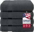 American Veteran Towel, 100% Cotton Turkish Bath Towels for Bathroom 4 Pack, 27x54 Extra Large Premium Soft Drying Bathroom Towels, Dark Gray