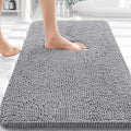 OLANLY Bathroom Rugs 32x20, Extra Soft Absorbent Chenille Bath Rugs, Rubber Backing Quick Dry, Machine Washable Bath Mats for Bathroom Floor, Tub and Shower, Home Decor Accessories, Grey