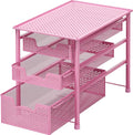 Simple Houseware Stackable 3 Tier Sliding Basket Organizer Drawer, Pink
