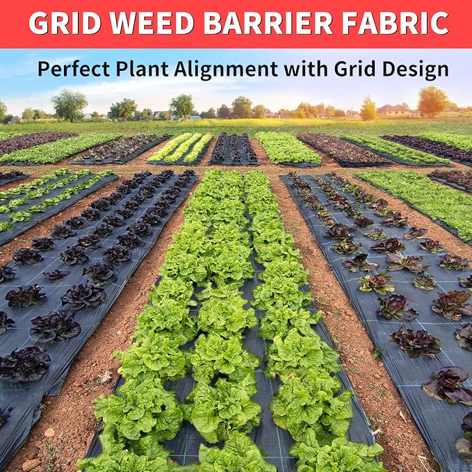 3ft x 300ft Landscape Fabric -Heavy Duty Weed Barrier Fabric for Landscaping, Weed Blocker Cloth,Geotextile Fabric for Garden, Driveway & Ground Cover, Garden Weed Mats,Grid Design