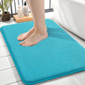 OLANLY Memory Foam Small Bathroom Rugs 24x16, Absorbent Bath Mat, Aqua Sky | Soft Quick Dry Bath Mat Rugs, Non-Slip, Machine Washable Mat for Bathroom Floor, Tub and Shower, Home Decor Accessories