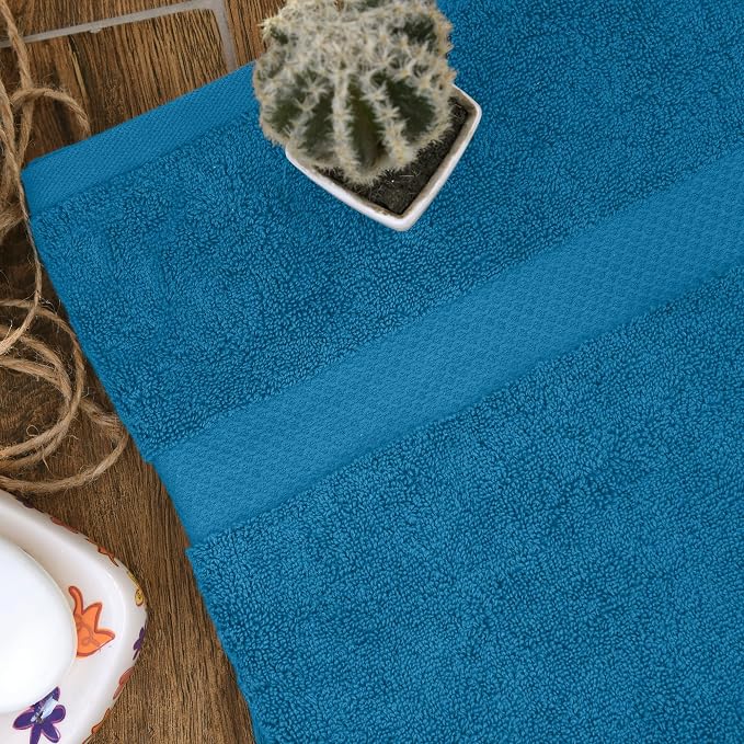 HERCULEAN Premium Bath Towels 24 x 48 Pack of 6 | Quick Dry and Highly Absorbent | 100% Cotton Terry Towels for Bathroom - Perfect for Shower - Pool and Spa - Luxury Soft Towels - Teal Blue