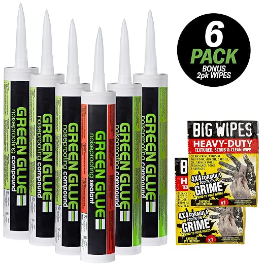 Green Glue Soundproofing and Acoustical Caulk Combo Set - 5 Green Glue soundproof Compound and 1 Acoustic Sealant Adhesive Seal.