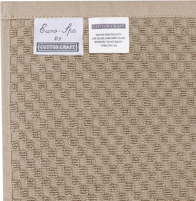 COTTON CRAFT Euro Spa Waffle Wash Cloth - Set of 12 Linen Washcloth | Luxury Face Towel Set - 100% Cotton - Soft Plush Absorbent Low Lint Quick Dry - Gym Shower Beach Bath Kitchen - 12x12 inches