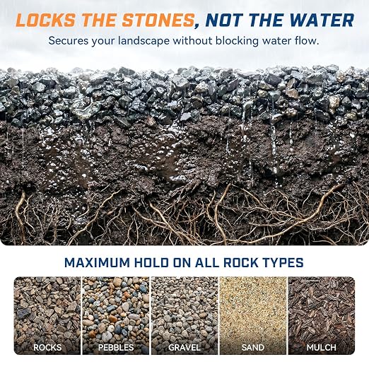 Mulch and Rock Glue for Landscaping with Electric Sprayer, 1 Gallon Ready-to-Use Gravel Glue, Weather-Resistant Outdoor Mulch Binder for Pea Gravel, Pebbles, River Rock, Patios, Gardens, Walkways