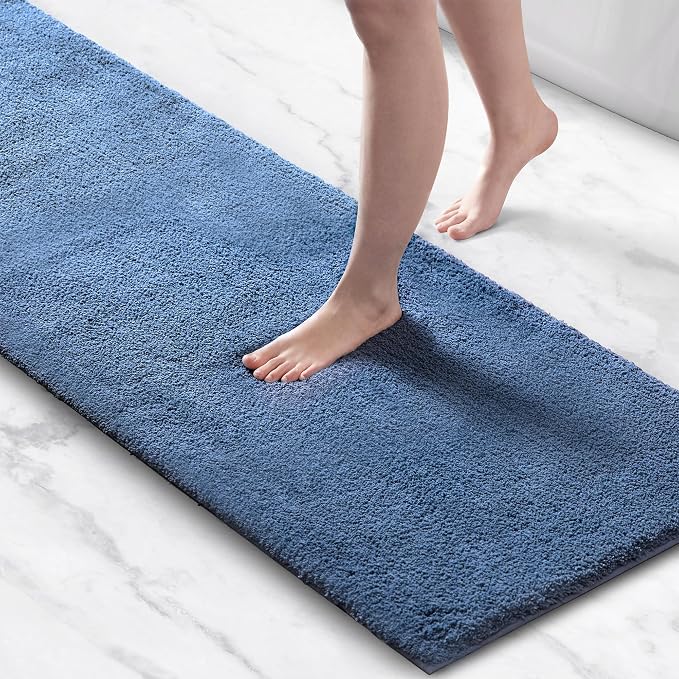 Madison Park Signature Marshmallow Bathroom Rug Non Slip, Luxrurious Plush Bath Mat, Absorbent, Quick Dry, Spa Design Bath Room Décor, 24x72, Navy