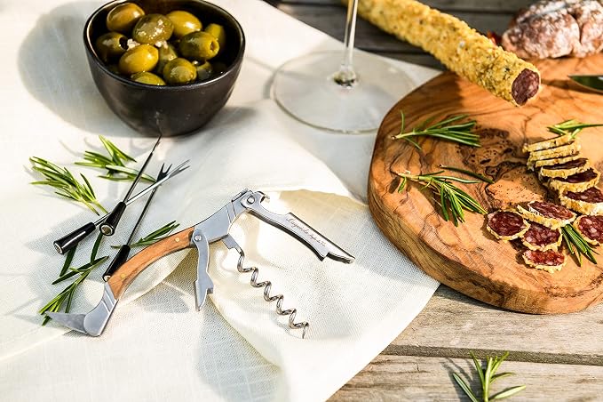 Laguiole Style de Vie Corkscrew, Bottle Opener with Foil Cutter, Olive wood
