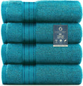 COZYART Luxury Hand Towels 4 PCS, Teal 100% Turkish Cotton 650 GSM | OEKO-Tex 100 Certified Zero Twist Ring Spun, Soft Absorbent Quick Dry, Plush Fluffy, Breathable Hotel Quality for Daily Use