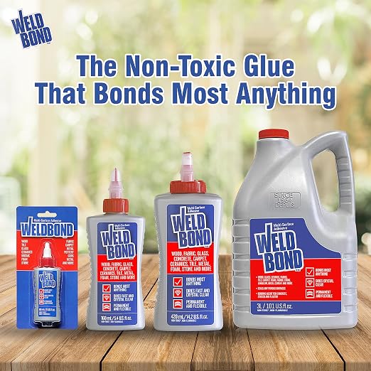 Weldbond Glue - Bonds Most Anything! 3L /101 oz Non-Toxic Adhesive Glue For Wood Tile Glass Craft Foam Fabric Stone Cement & Concrete & Any Other Porous Surfaces. No Fume Non-Flammable PVA Glue Gallon