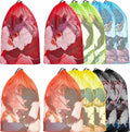 Berlune 12 Pcs 38x26 in Large Laundry Bag Colorful Extra Large Mesh Laundry Bag Bulk with Drawstring Heavy Duty Mesh Machine Washable Drawstring Pouch
