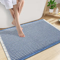 Smiry Waffle Bath Mat 30x20, Extra Soft Absorbent Bathroom Rugs, Non Slip Machine Washable Quick Dry Bath Rugs for Bathroom Floor, Tub, Shower, Home Decor Accessories, Blue & Cream