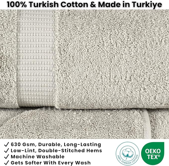SALBAKOS 2-Piece 100% Turkish Cotton Bath Towels Extra Large 35x70, Stone | Oversized Bath Sheet Towel for Bathroom & Beach, Thick, Super Soft, Highly Absorbent, Premium Hotel Quality, Made in Turkey