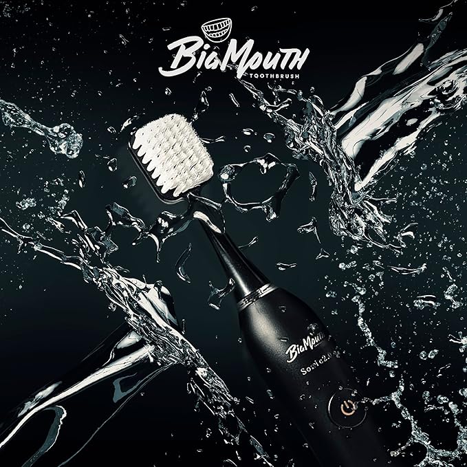 Dr Bobbi Big Mouth Electric Toothbrush for Adults | Ultrasonic Rechargeable Tooth Brush with 5 Cleaning Modes & 2-Minute Smart Timer | Extra Electric Toothbrush Heads Included | Black