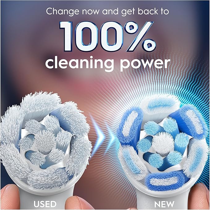 Oral-B Ultimate Clean Genuine White Replacement Brushes Set of 8 Deep Brushing Dental Plaque Removal Round Brush for Oral B iO Electric Brushes